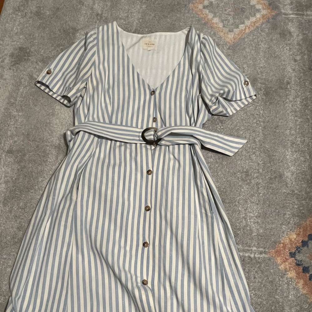 Sézane Blue and White Striped Midi Dress - Picture 2 of 3